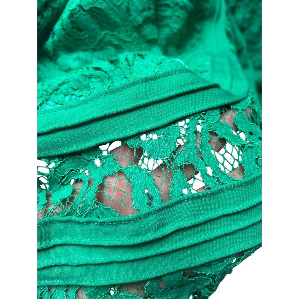 Tadashi Shoji Sz 6 Kelly Green Lace Flair Bottom Dress READ - Picture 10 of 16